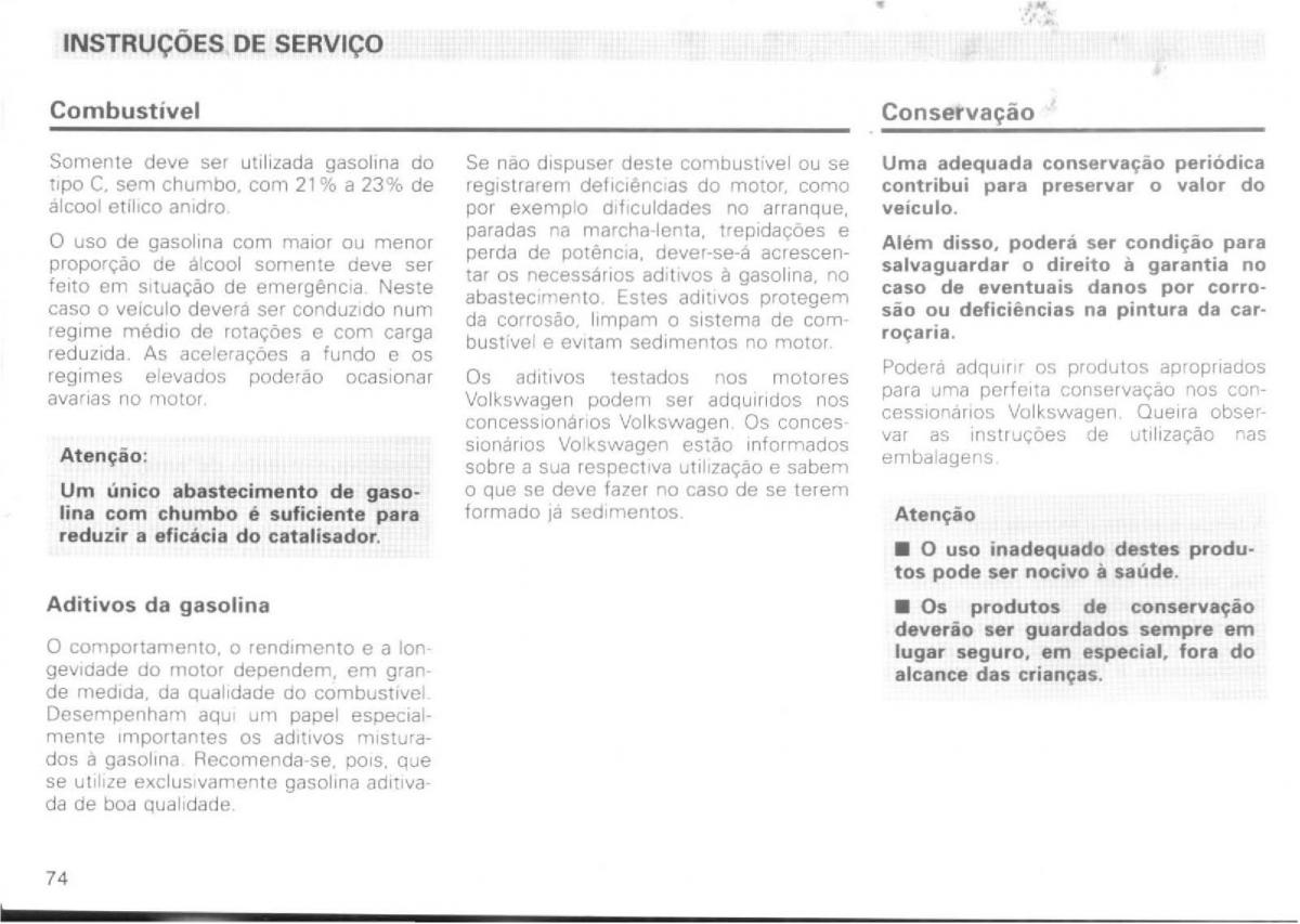 VW Passat B4 manual do usuario / page 76