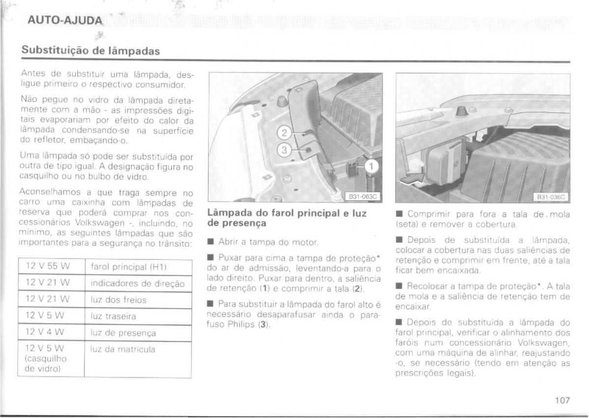 VW Passat B4 manual do usuario / page 109