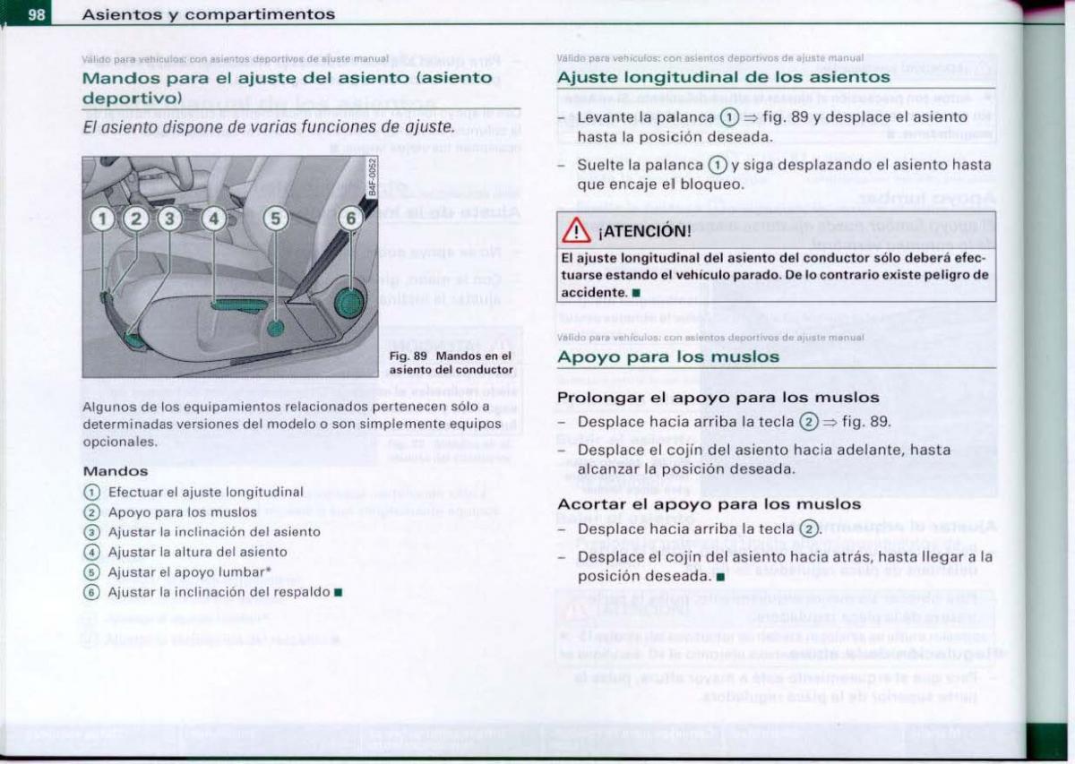 Audi A6 C6 manual del propietario / page 100