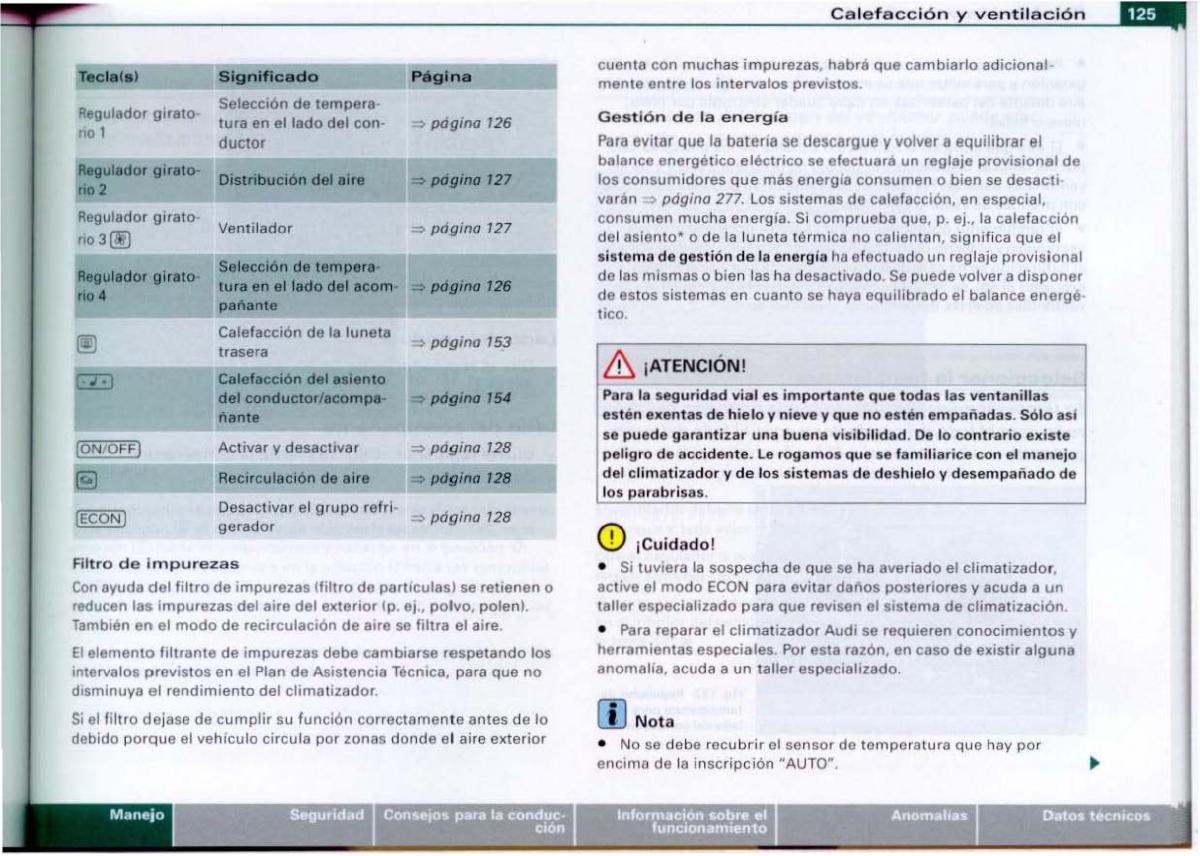 Audi A6 C6 manual del propietario / page 127