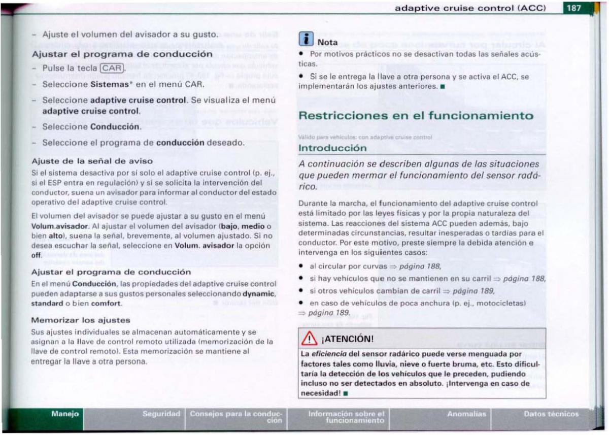 Audi A6 C6 manual del propietario / page 189