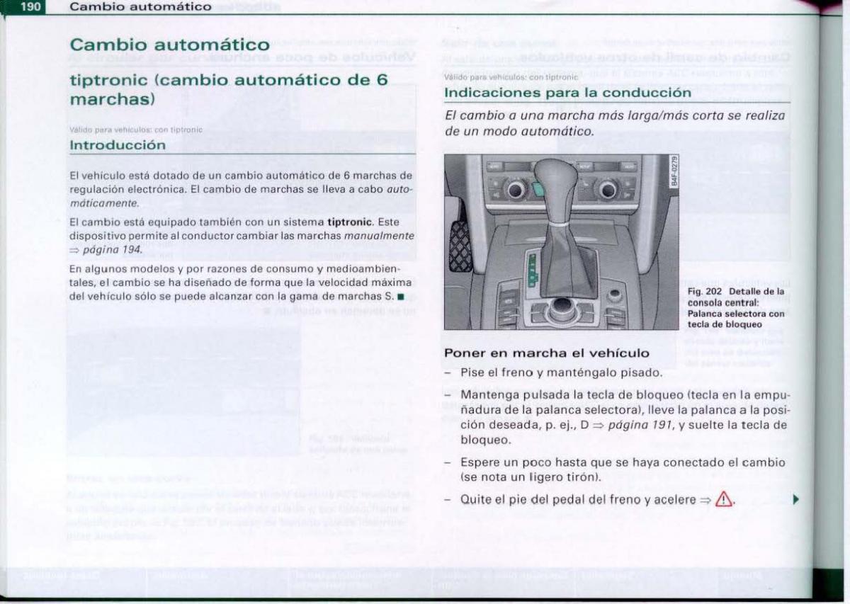 Audi A6 C6 manual del propietario / page 192