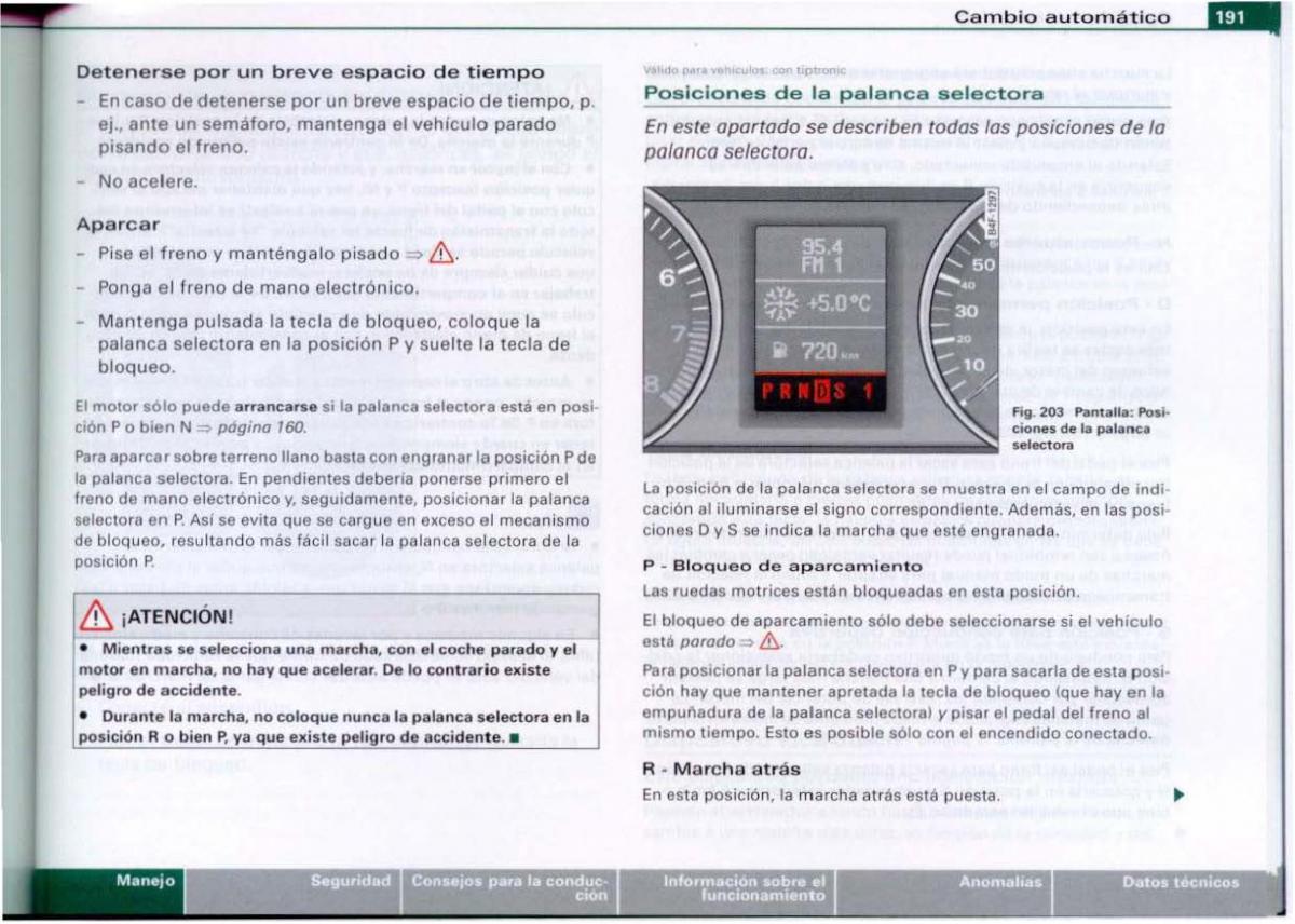 Audi A6 C6 manual del propietario / page 193