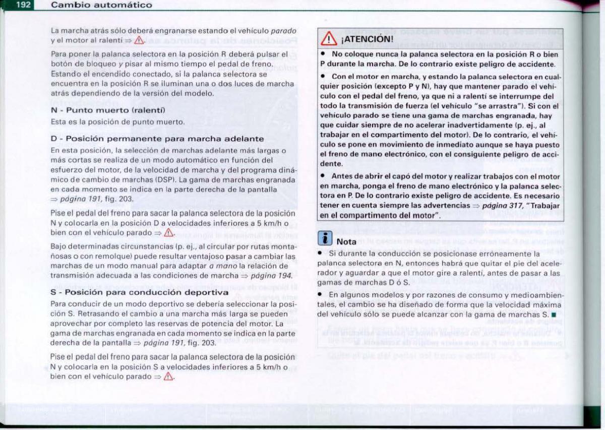 Audi A6 C6 manual del propietario / page 194