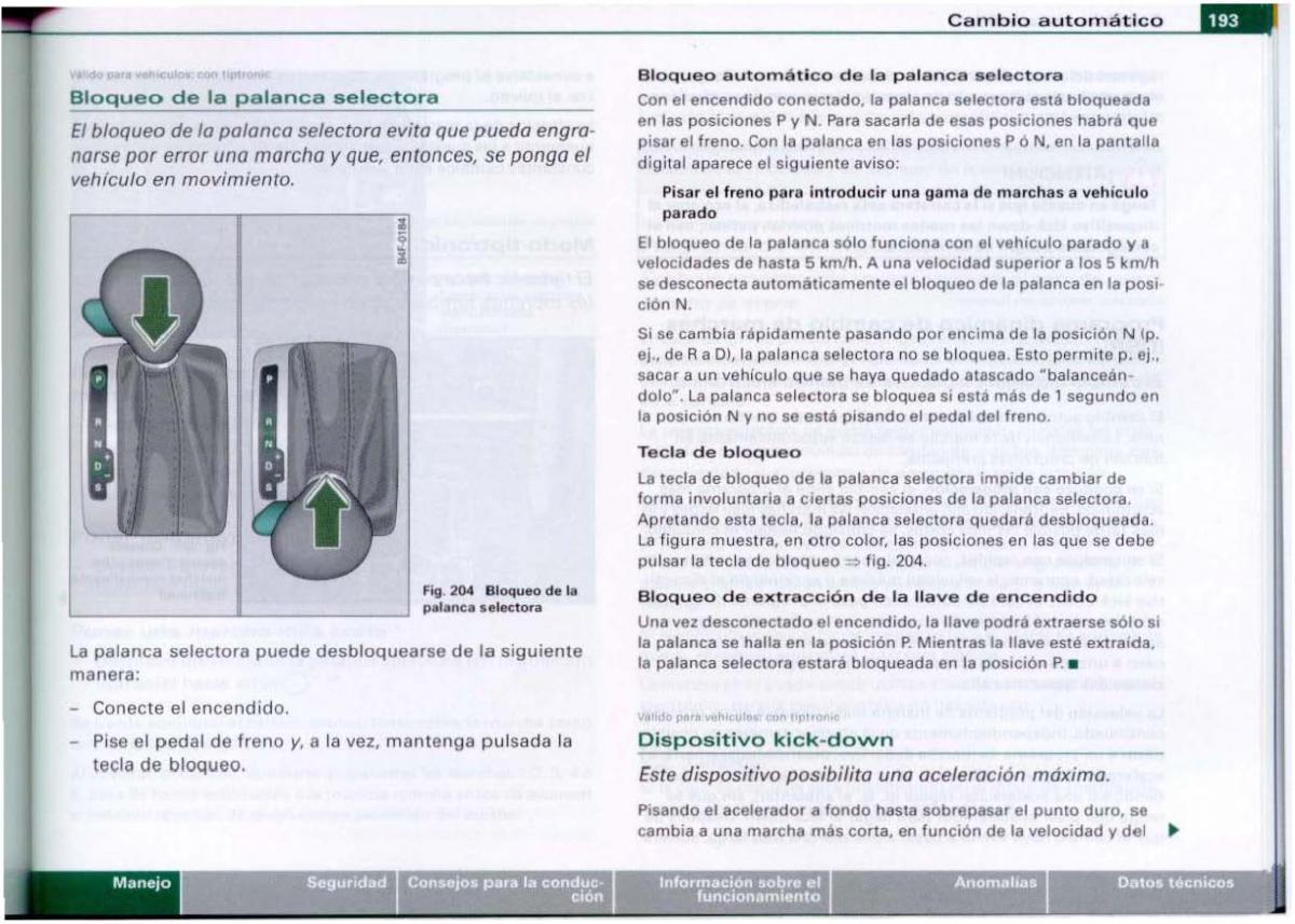 Audi A6 C6 manual del propietario / page 195