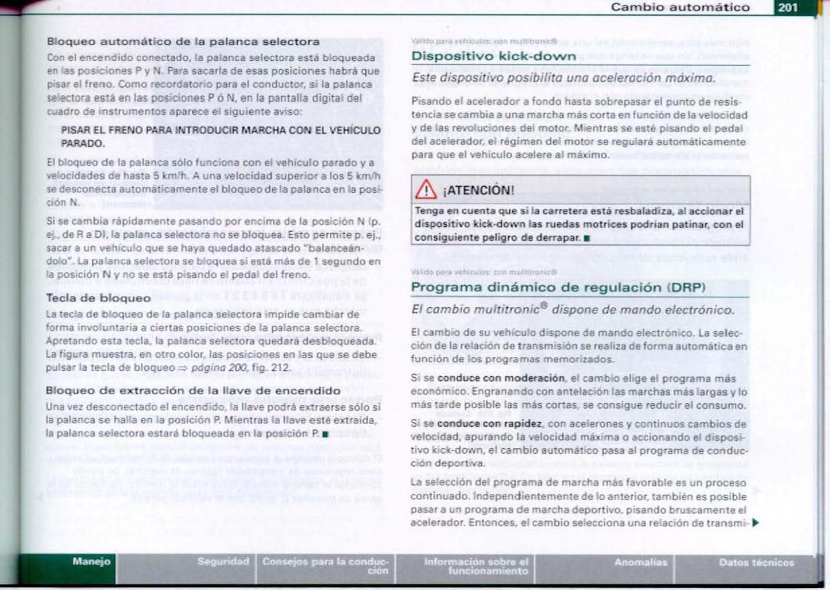 Audi A6 C6 manual del propietario / page 203