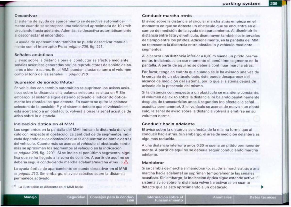 Audi A6 C6 manual del propietario / page 211