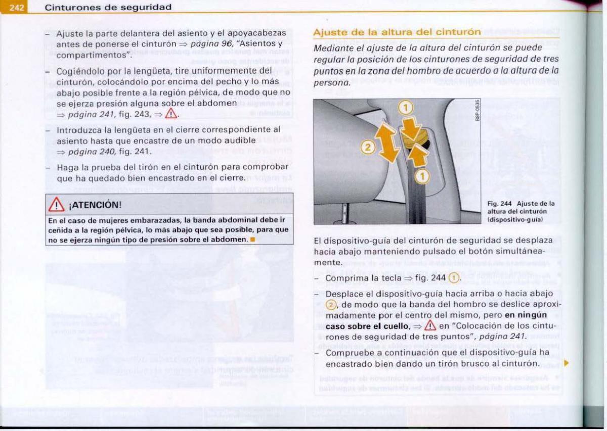 Audi A6 C6 manual del propietario / page 244