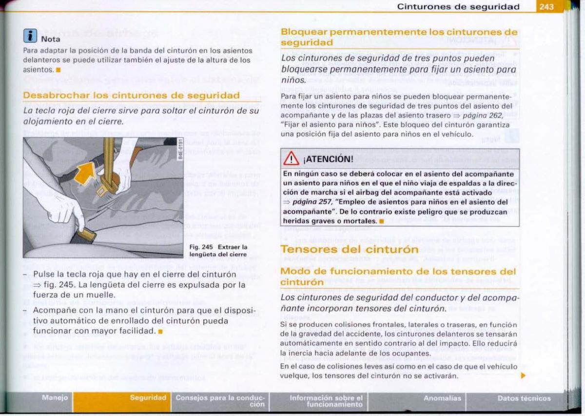 Audi A6 C6 manual del propietario / page 245