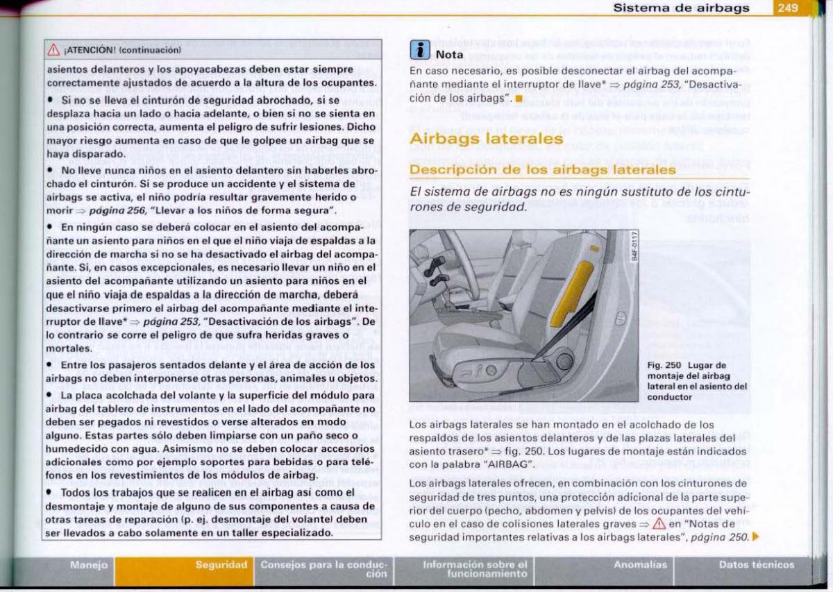 Audi A6 C6 manual del propietario / page 251