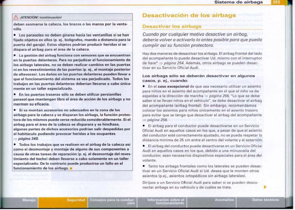 Audi A6 C6 manual del propietario / page 255