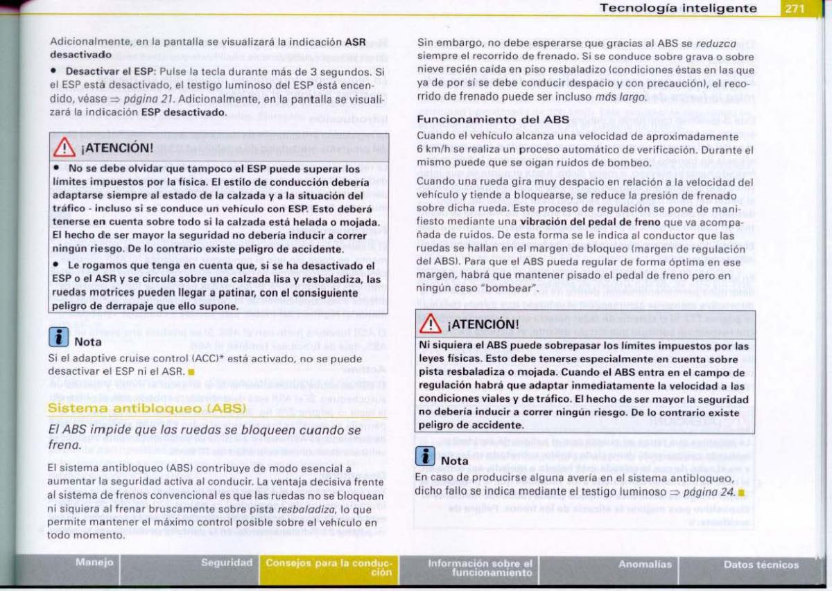 Audi A6 C6 manual del propietario / page 273