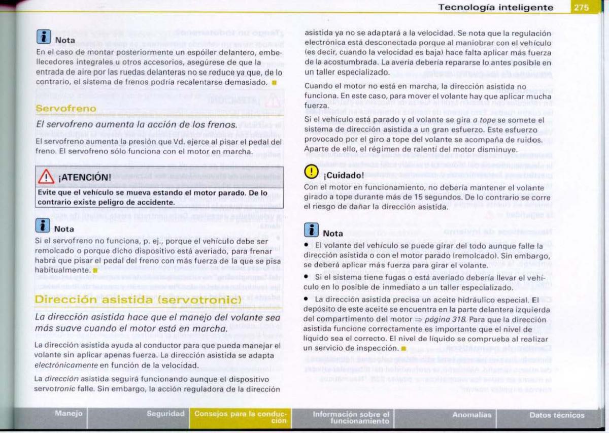 Audi A6 C6 manual del propietario / page 277