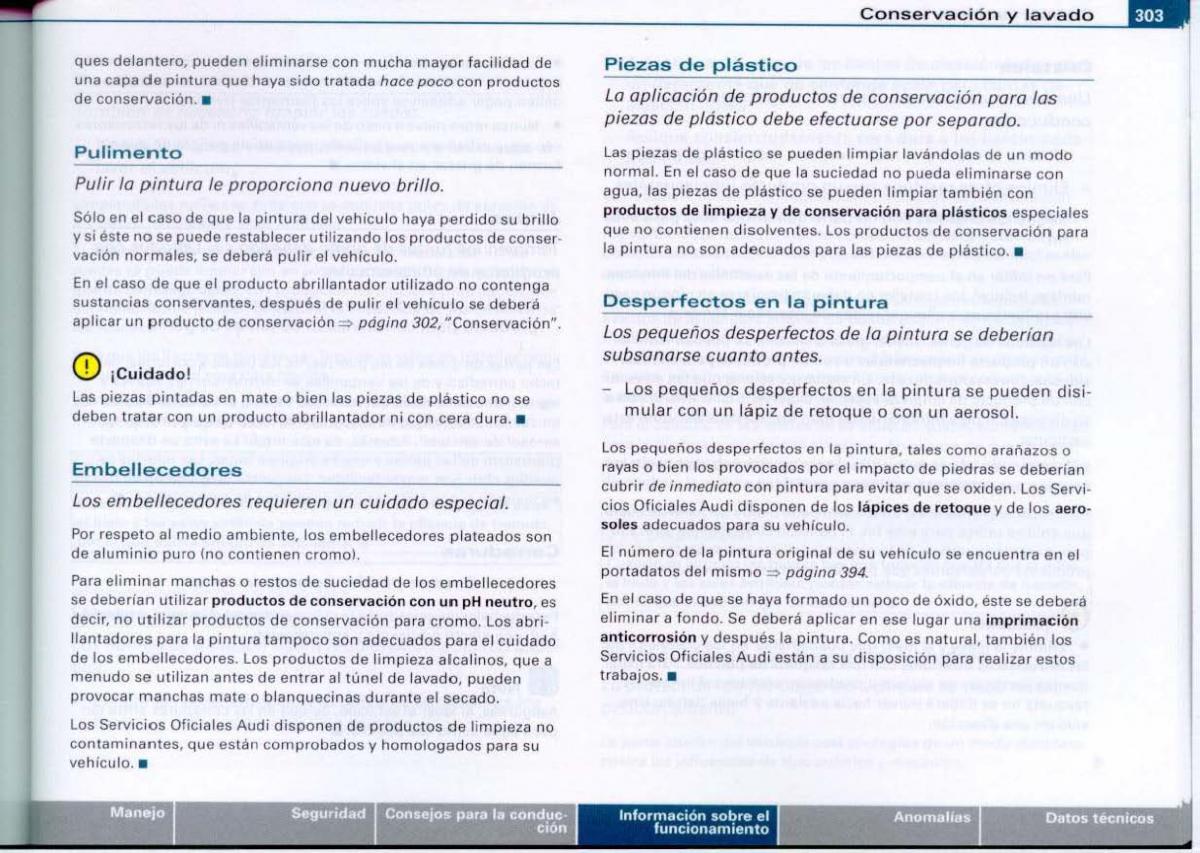 Audi A6 C6 manual del propietario / page 305