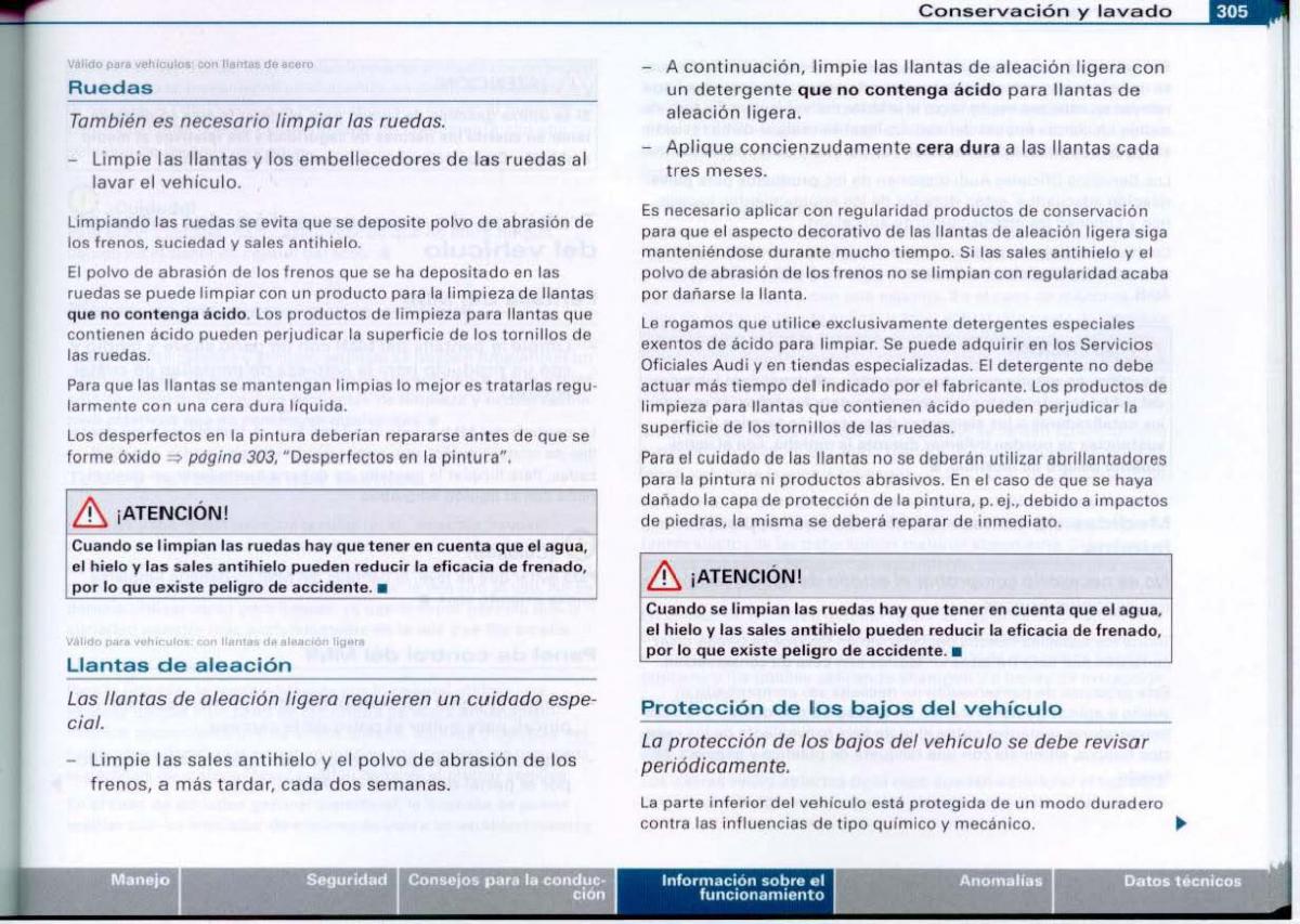 Audi A6 C6 manual del propietario / page 307