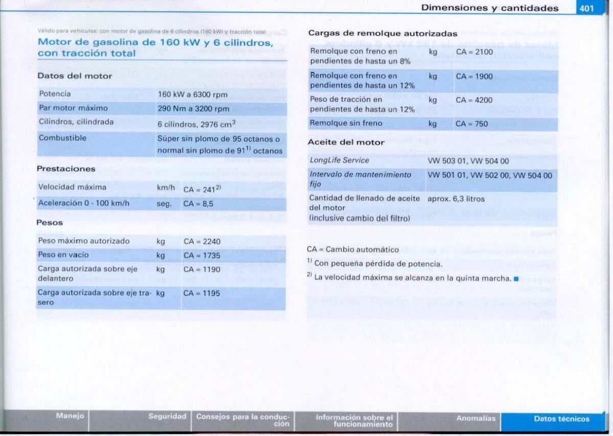 Audi A6 C6 manual del propietario / page 403