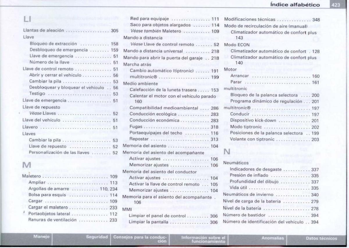 Audi A6 C6 manual del propietario / page 425