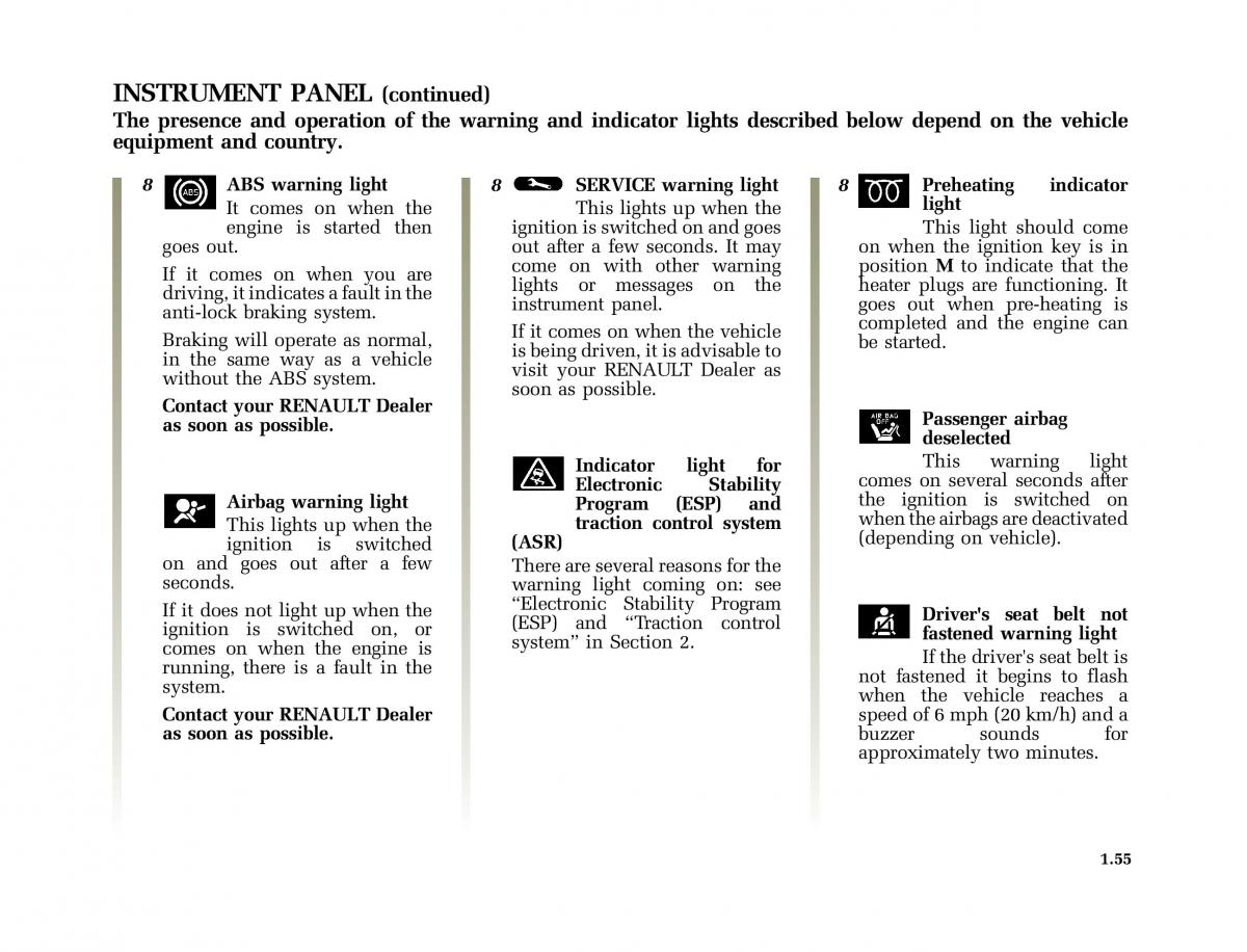 Renault Modus owners manual / page 62