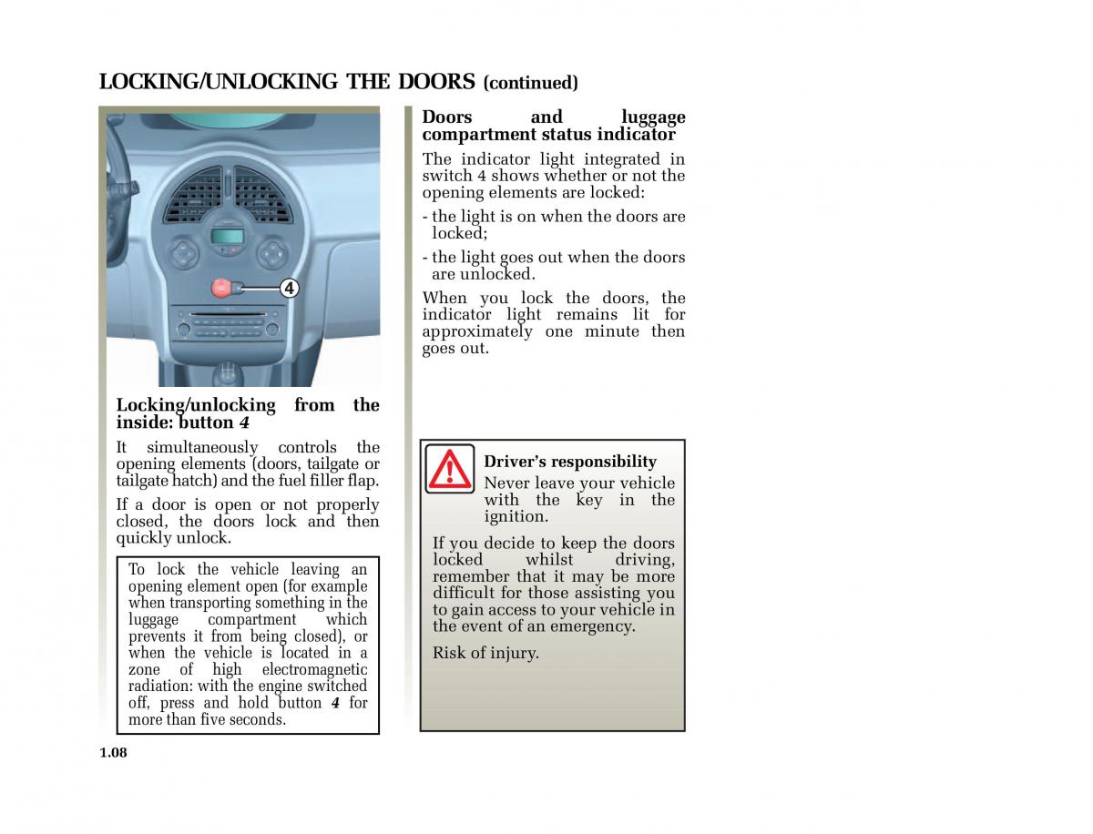 Renault Modus owners manual / page 15