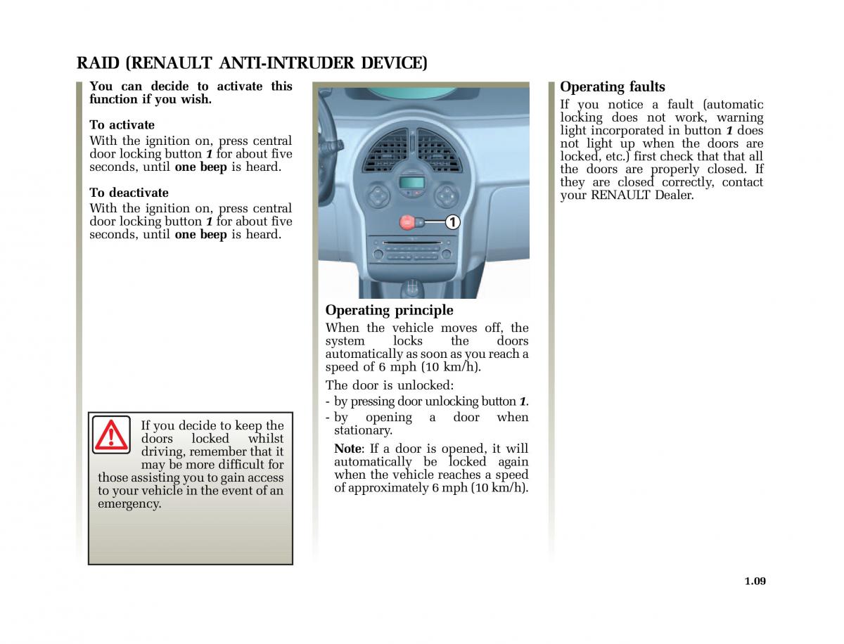 Renault Modus owners manual / page 16