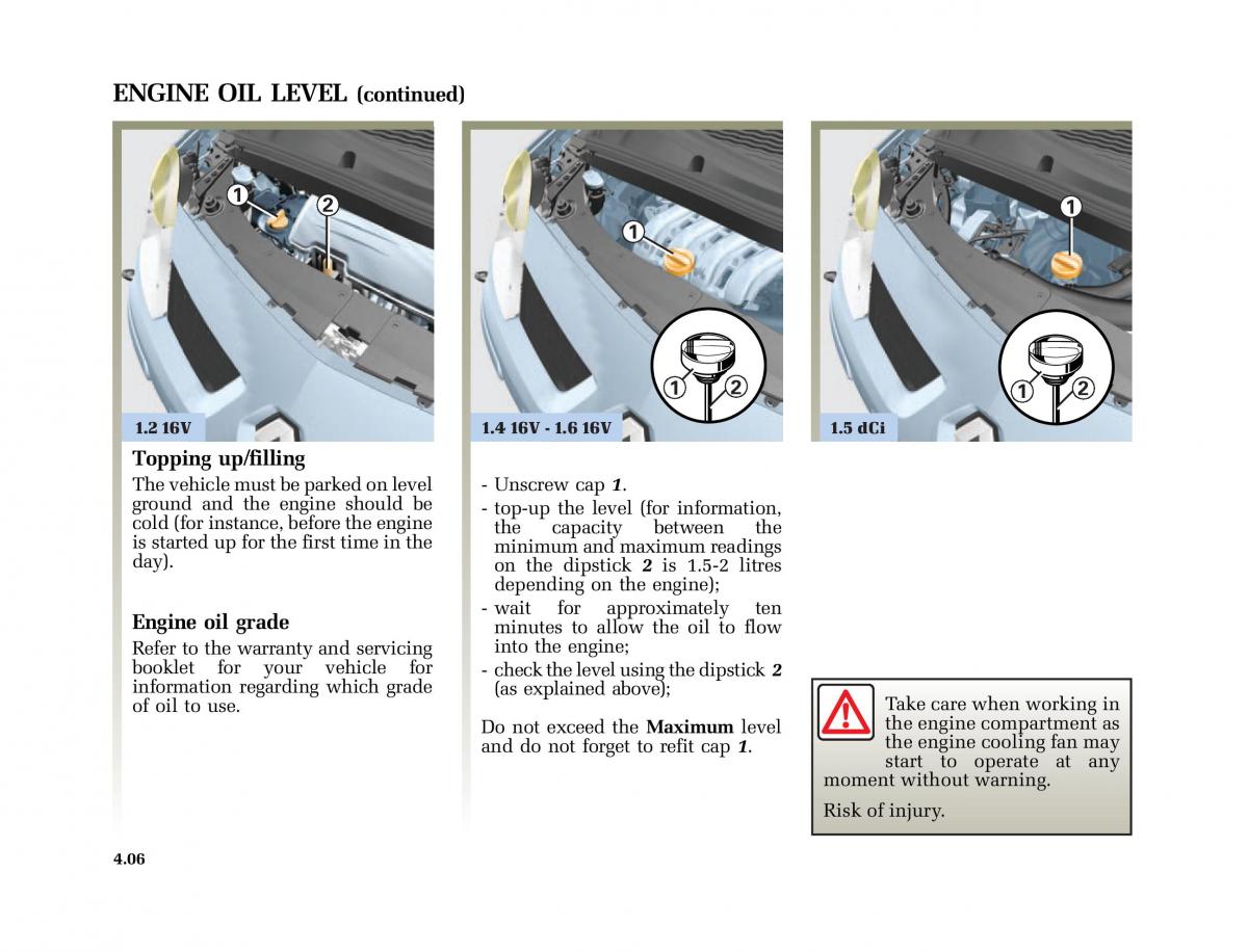 Renault Modus owners manual / page 187