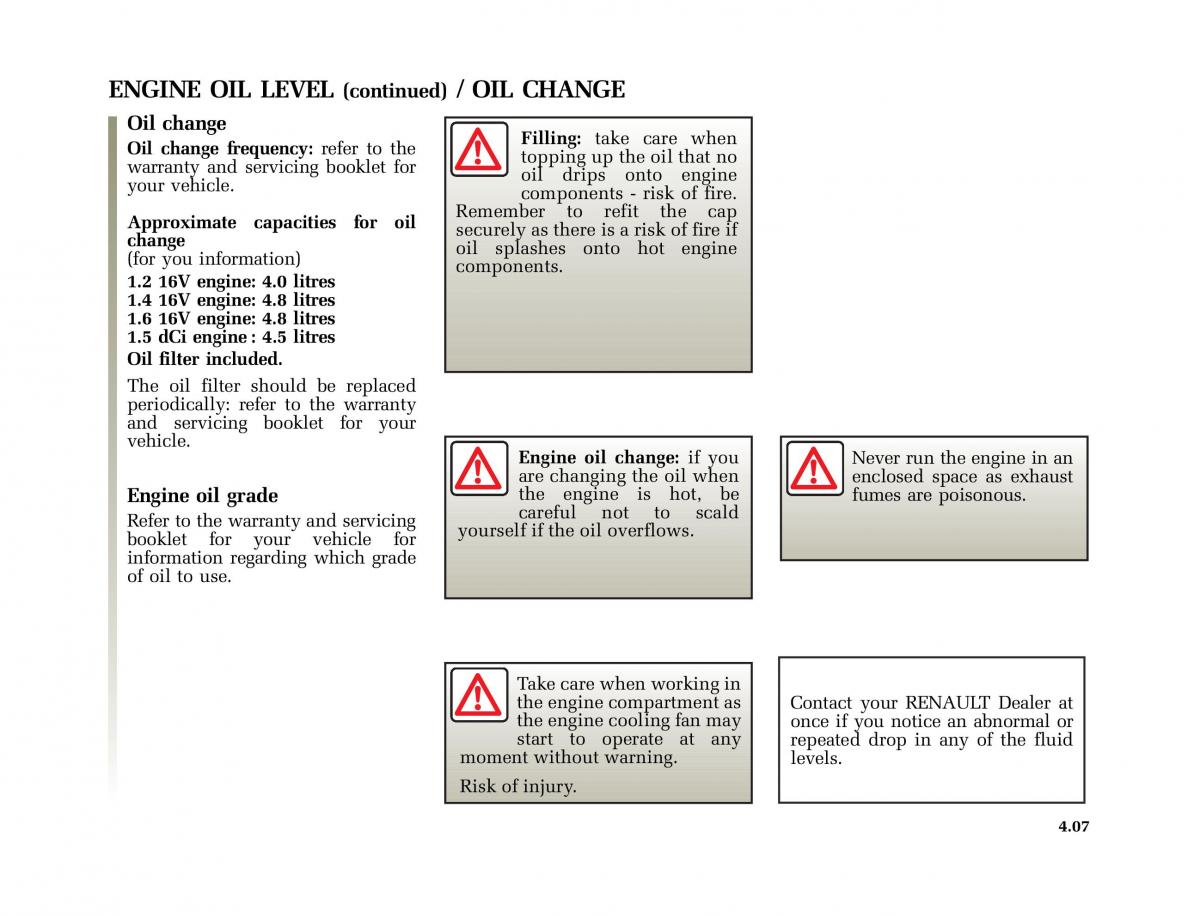 Renault Modus owners manual / page 188