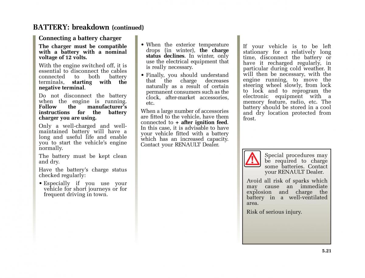 Renault Modus owners manual / page 216