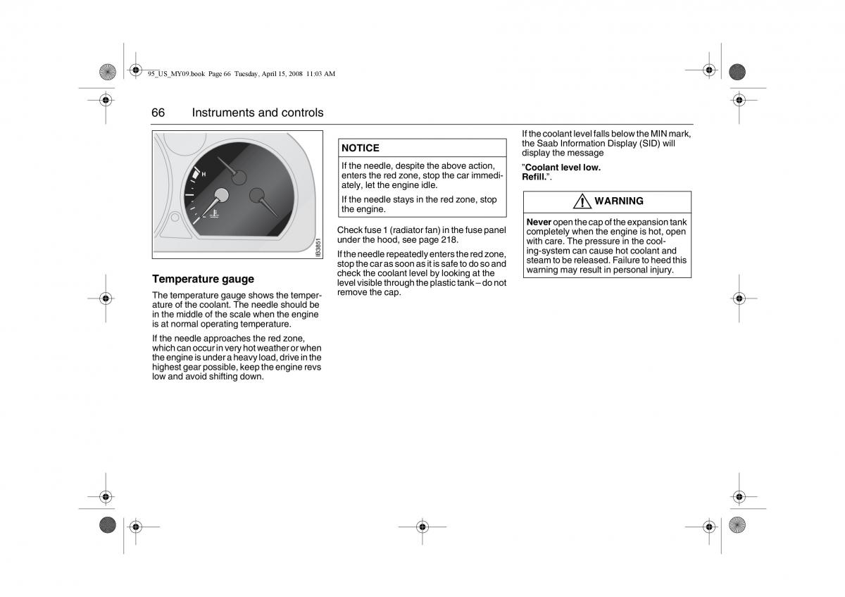 Saab 9 5 FL I 1 owners manual / page 66