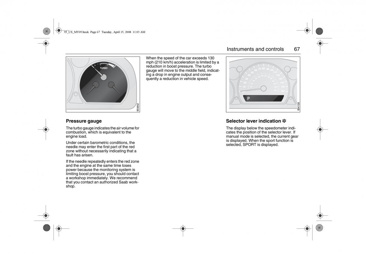 manual  Saab 9 5 FL I 1 owners manual / page 67