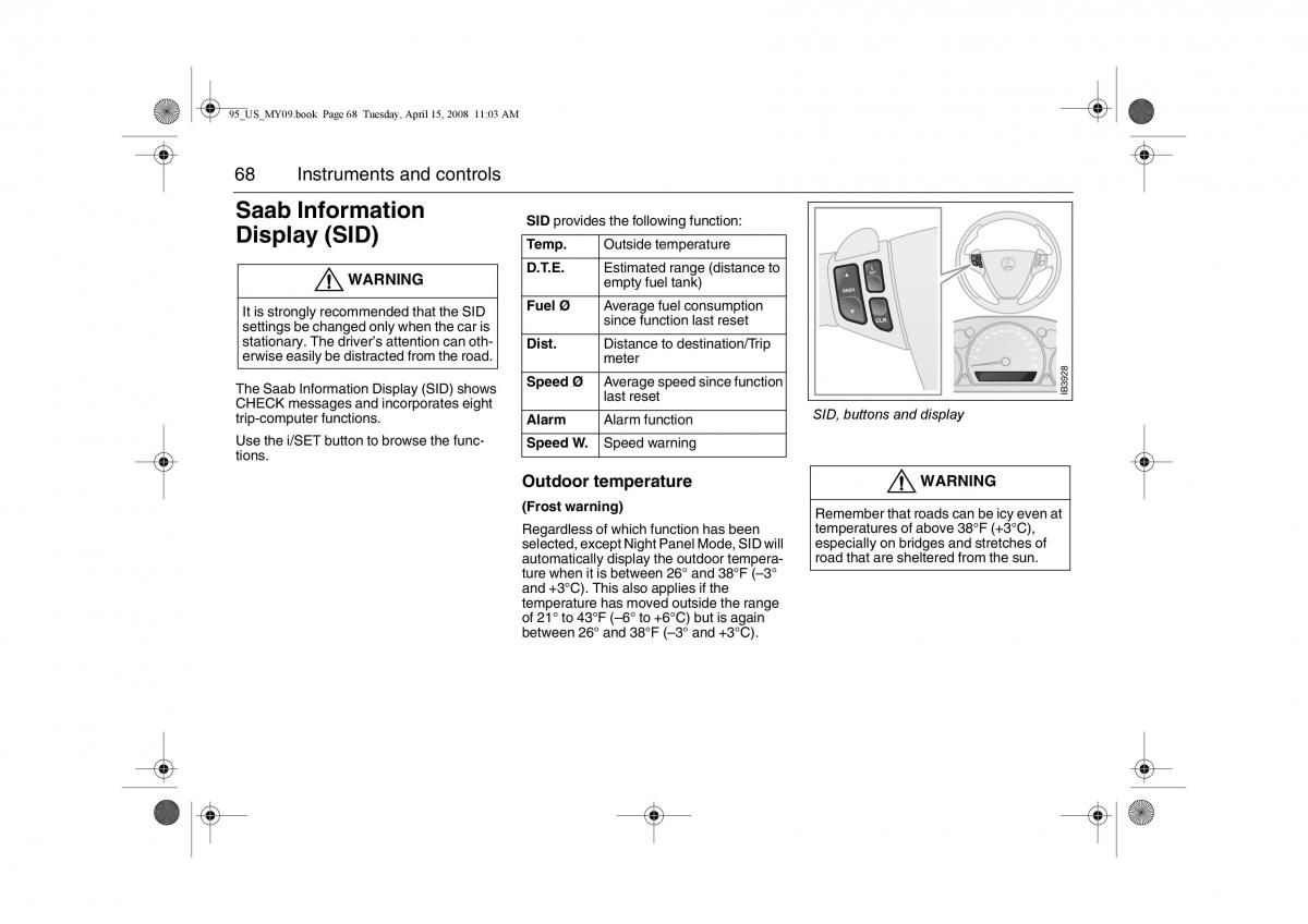 manual  Saab 9 5 FL I 1 owners manual / page 68