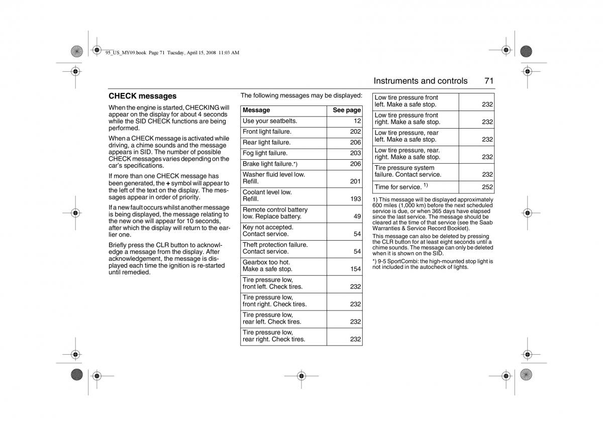 manual  Saab 9 5 FL I 1 owners manual / page 71