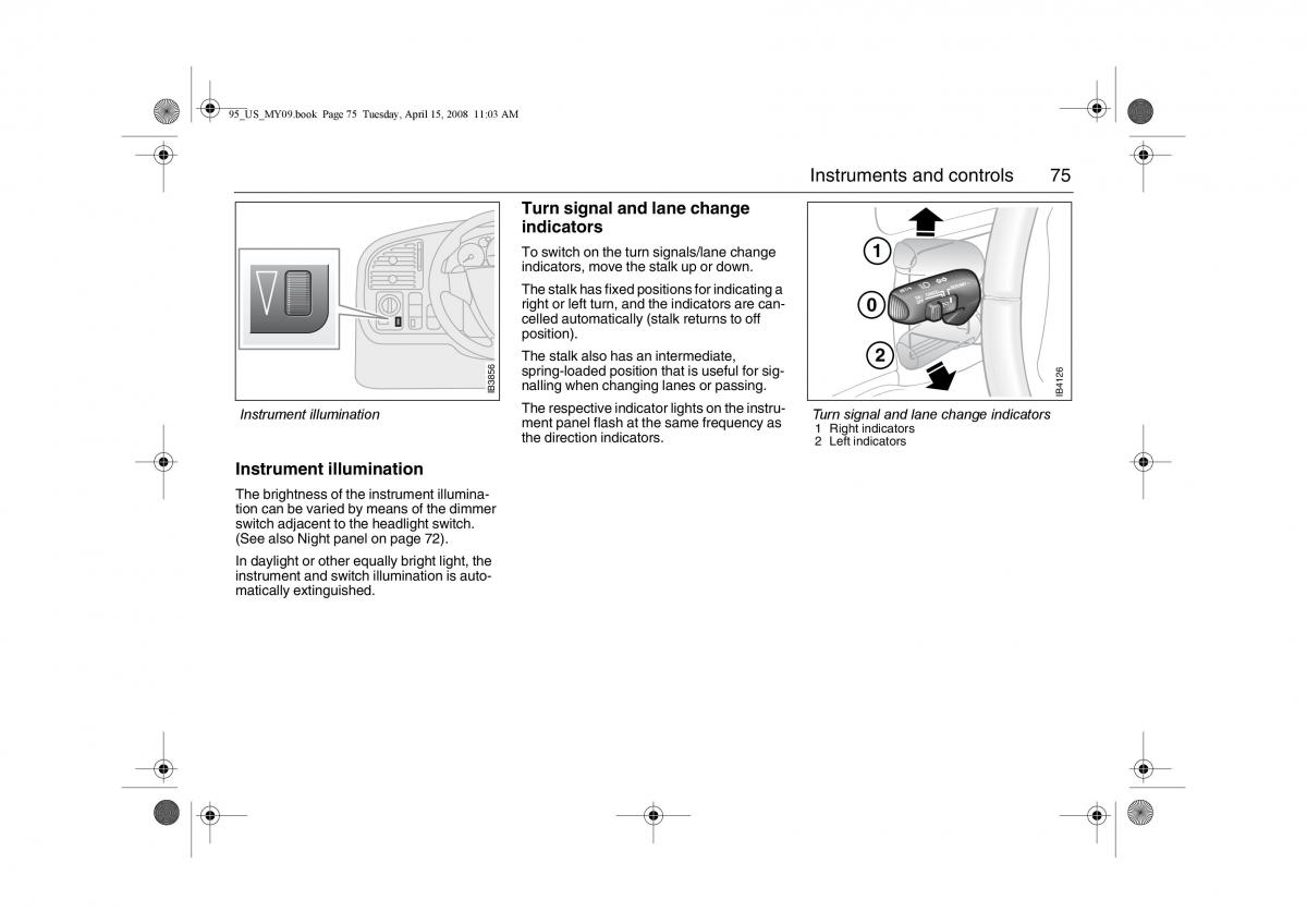 manual  Saab 9 5 FL I 1 owners manual / page 75