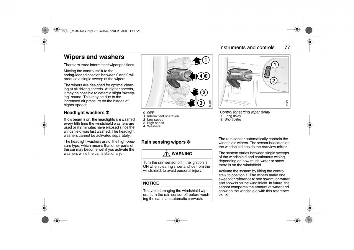 manual  Saab 9 5 FL I 1 owners manual / page 77