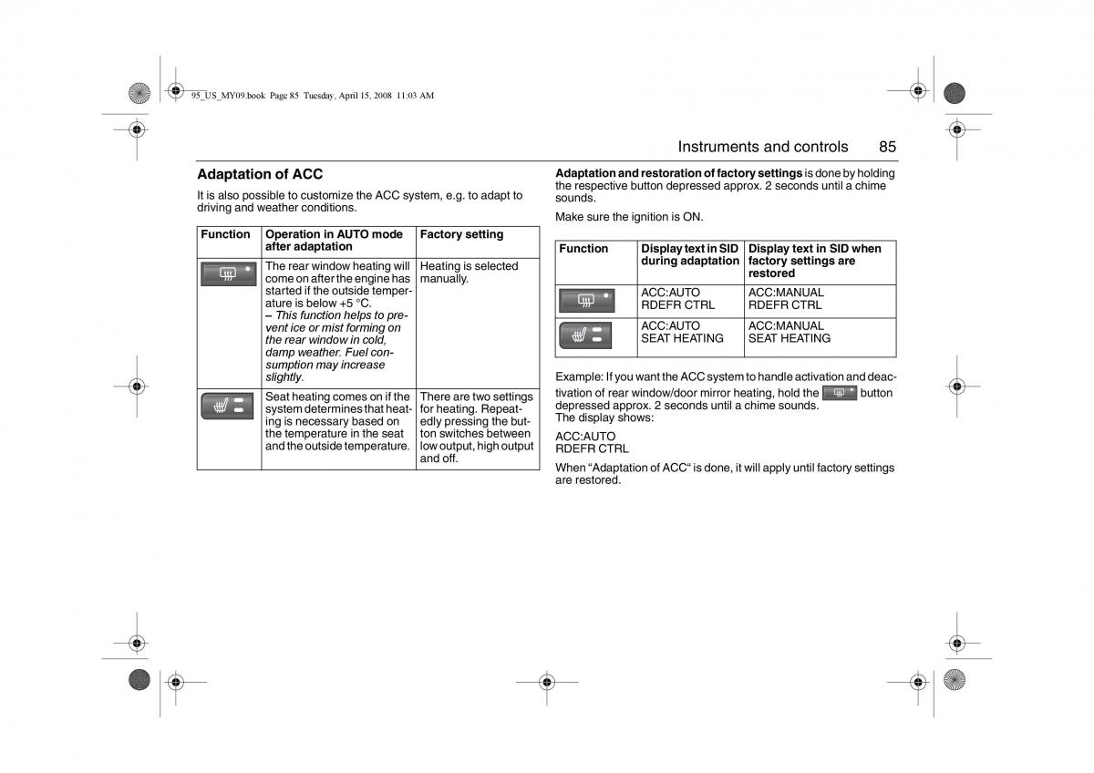 manual  Saab 9 5 FL I 1 owners manual / page 85