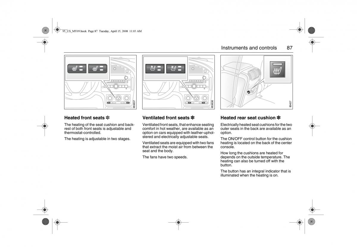 Saab 9 5 FL I 1 owners manual / page 87