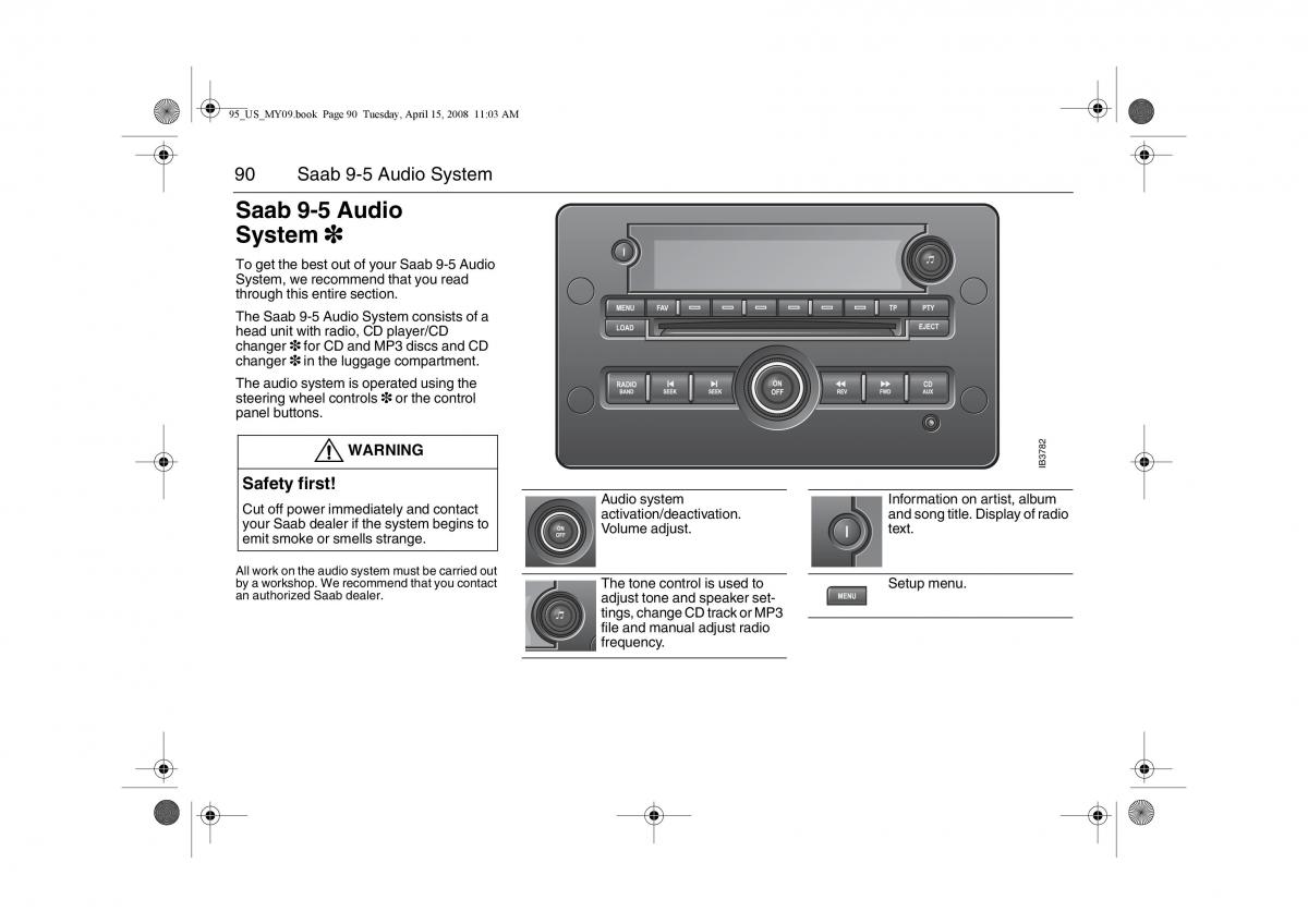 Saab 9 5 FL I 1 owners manual / page 90