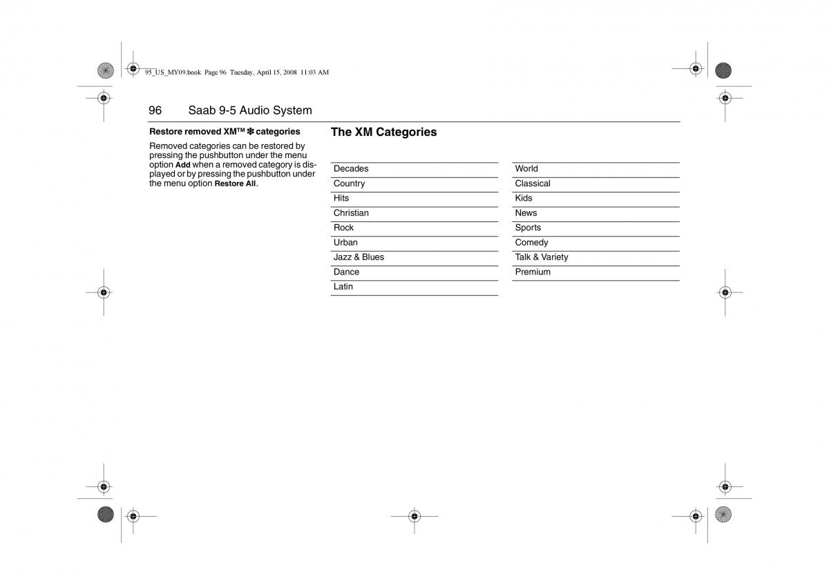 Saab 9 5 FL I 1 owners manual / page 96