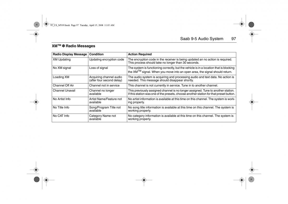 manual  Saab 9 5 FL I 1 owners manual / page 97