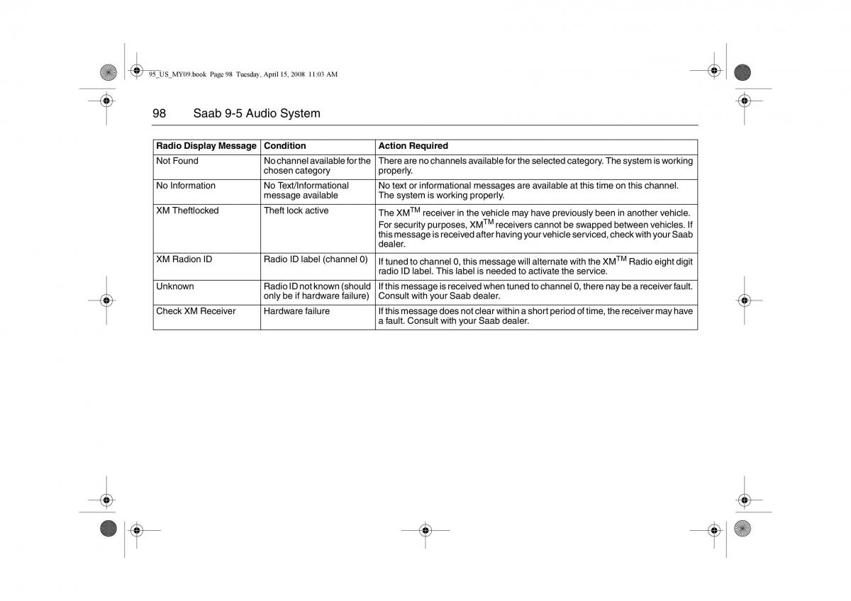 manual  Saab 9 5 FL I 1 owners manual / page 98