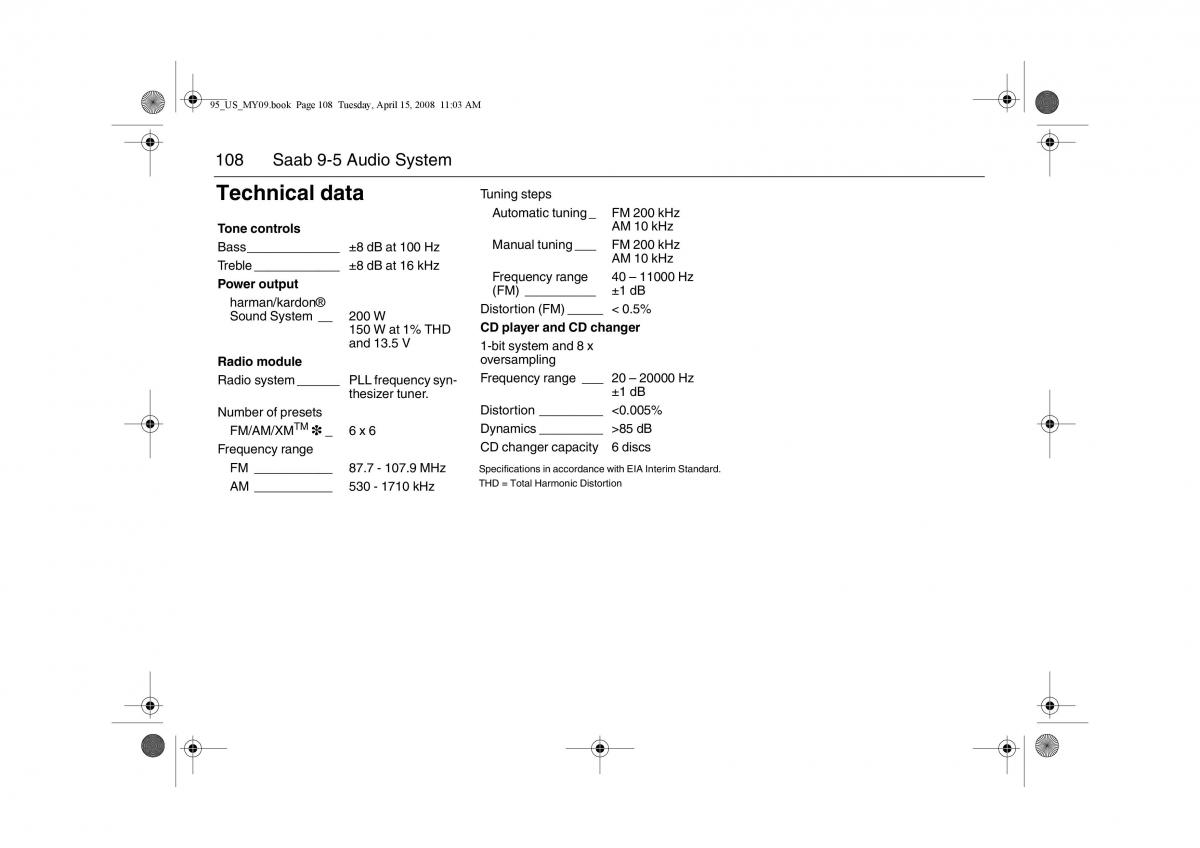 Saab 9 5 FL I 1 owners manual / page 108