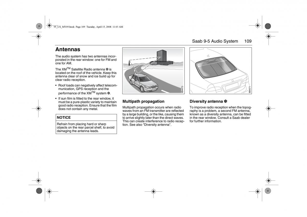 manual  Saab 9 5 FL I 1 owners manual / page 109