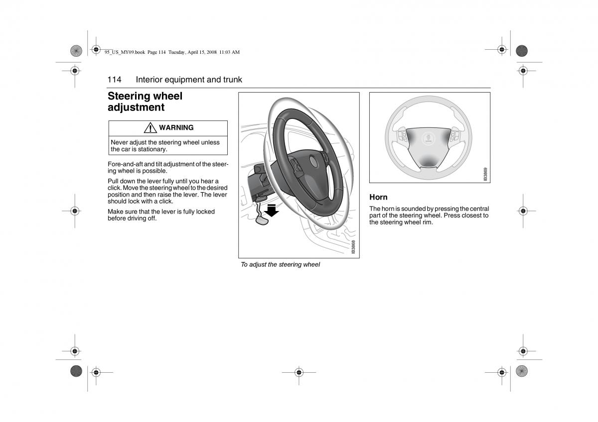 Saab 9 5 FL I 1 owners manual / page 114