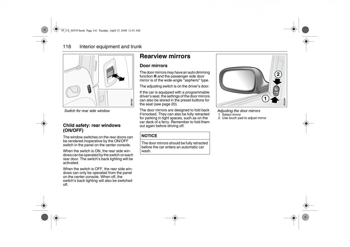 manual  Saab 9 5 FL I 1 owners manual / page 116