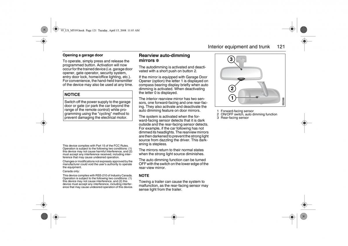 Saab 9 5 FL I 1 owners manual / page 121