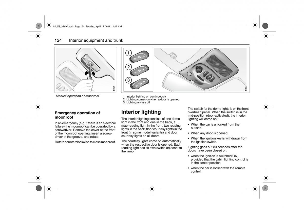 manual  Saab 9 5 FL I 1 owners manual / page 124