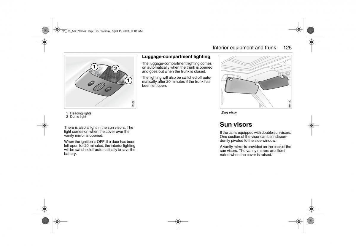 manual  Saab 9 5 FL I 1 owners manual / page 125