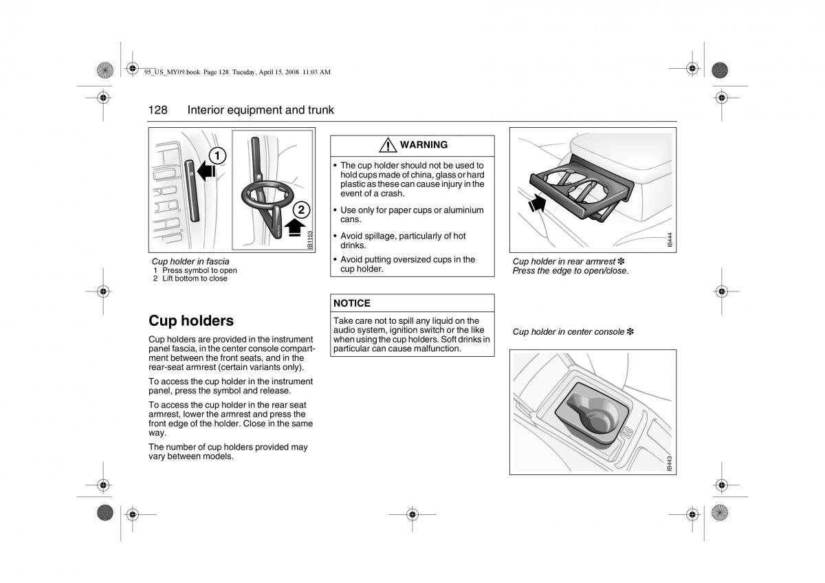 manual  Saab 9 5 FL I 1 owners manual / page 128