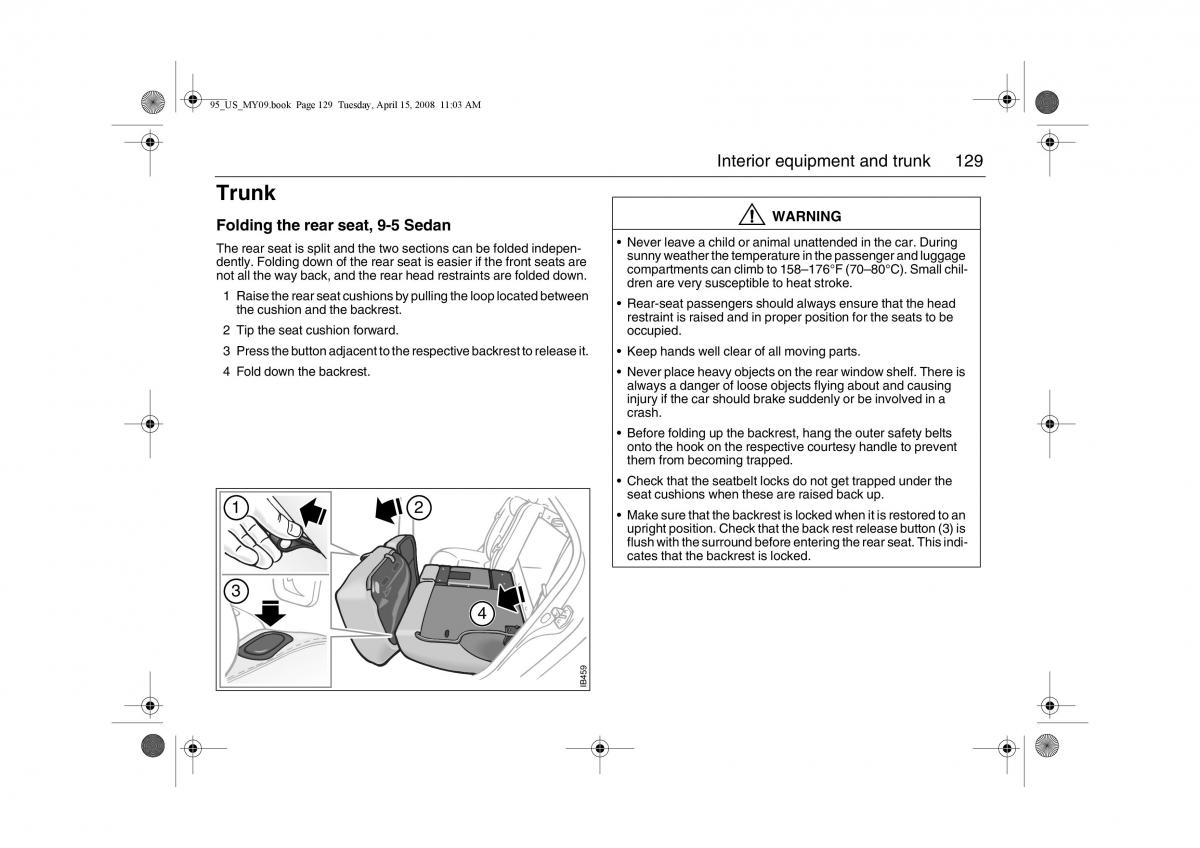 Saab 9 5 FL I 1 owners manual / page 129