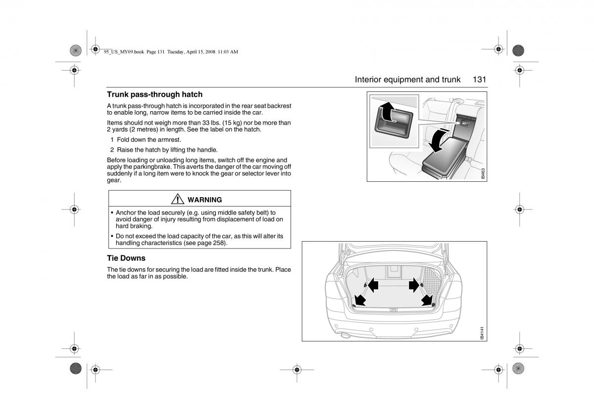 manual  Saab 9 5 FL I 1 owners manual / page 131