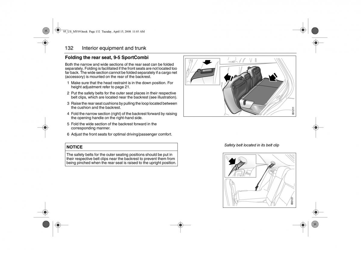 manual  Saab 9 5 FL I 1 owners manual / page 132